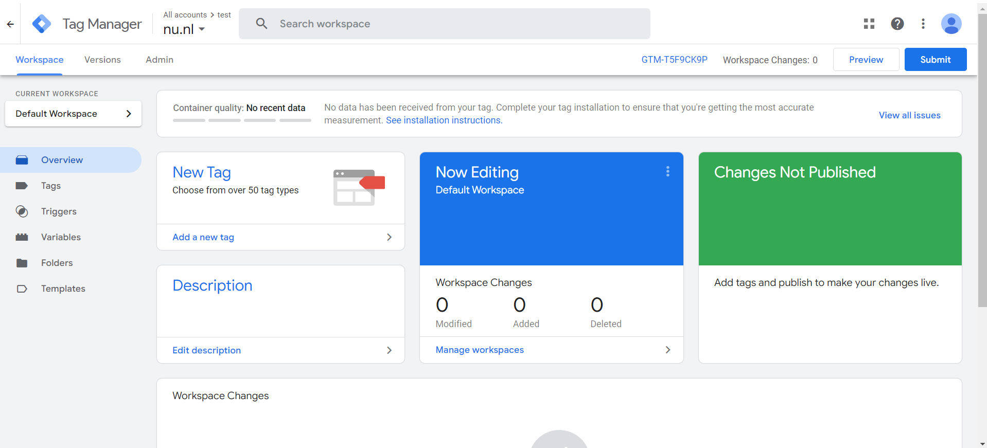 Google Tag Manager configuration screenshot